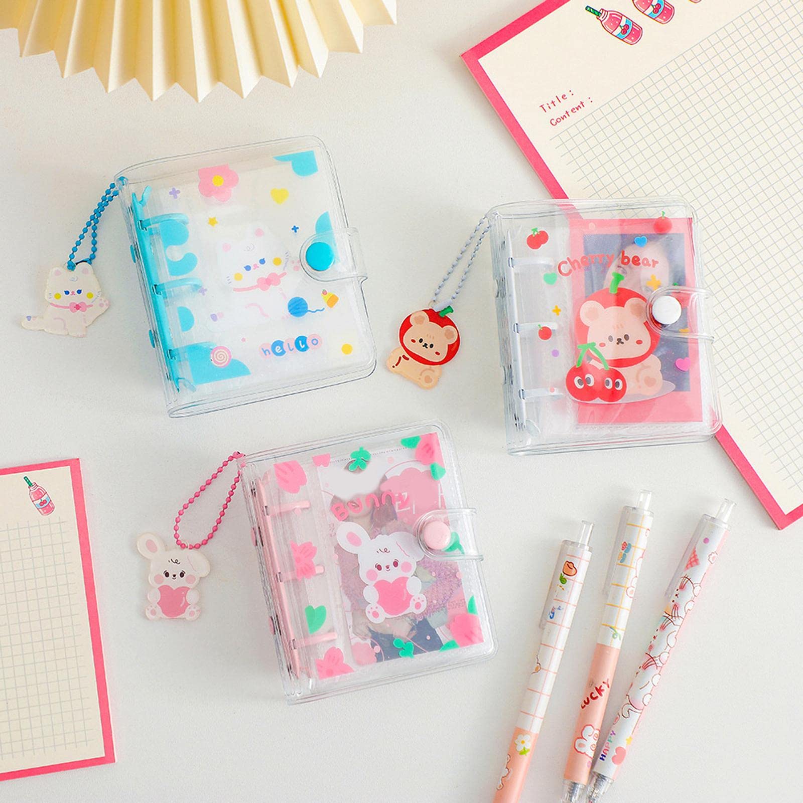 Juego de 10 bonitos álbumes de fotos, 10 bolsillos, soporte para identificación con colgante para tarjetas de fotos, color blanco