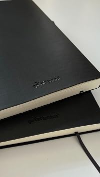 Fark Tanıtım Defter, Çizgisiz Not Defteri, Siyah Termo Deri Kapaklı Çizgisiz Not Defter, 128 Yaprak A5 Planlama Not Defteri, Ofis ve Kırtasiye, Plan, Notebook (14cm x 21 cm)