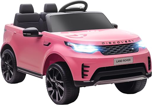 AIYAPLAY Land Rover Discovery Licensed 12V Electric Car for Kids Pink | Ride on SUV with Remote Control, 4 Wheel Suspension System, Slow Start, LED Lights, Music, for 3-6 Years Old