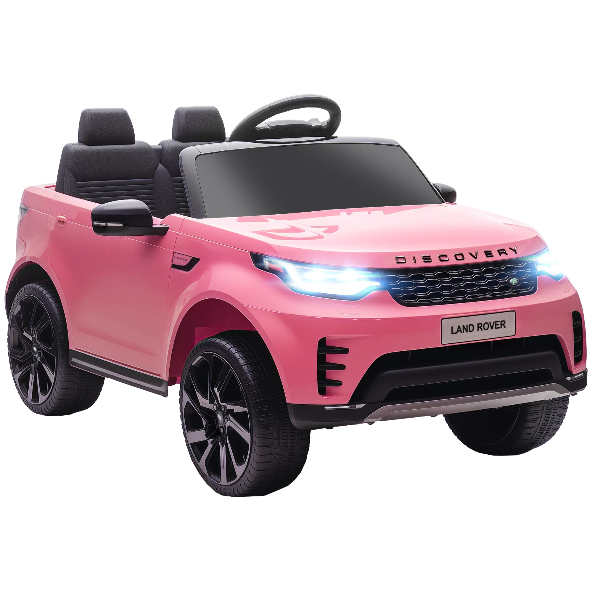 AIYAPLAY Voiture électrique Enfant Land Rover Discovery sous Licence Officielle, 12 V, télécommande 2,​4 G, 2 Moteurs, véhicule avec démarrage progressif, Port USB, Musique, phares LED, klaxon, Rose
