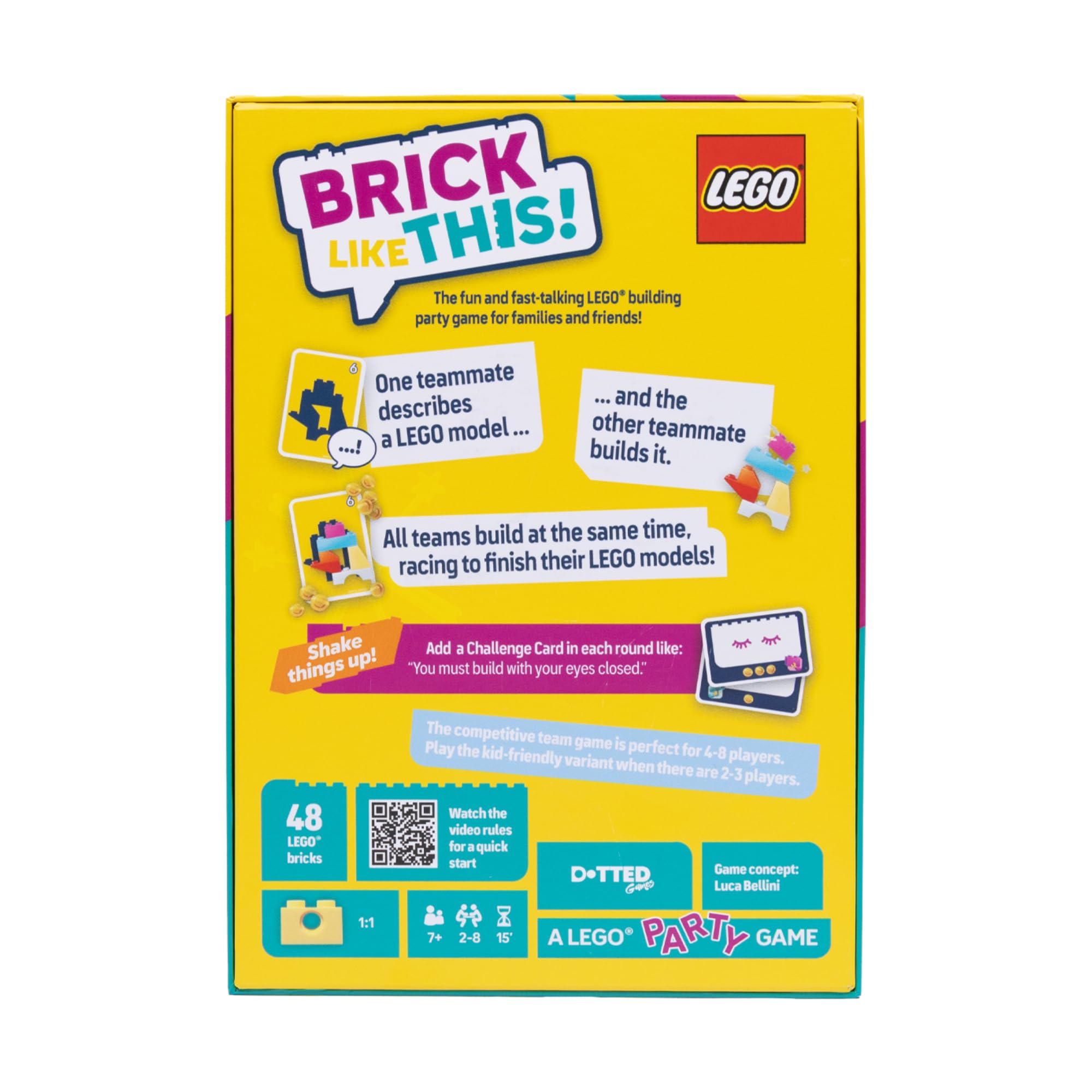 Asmodee Brick Like This! The Official LEGO Party Game - A fast, fun, building game for families, kids, teens, adults – Play in 15mins, with 2-8 Players, Ages 7+, English Version — view 2