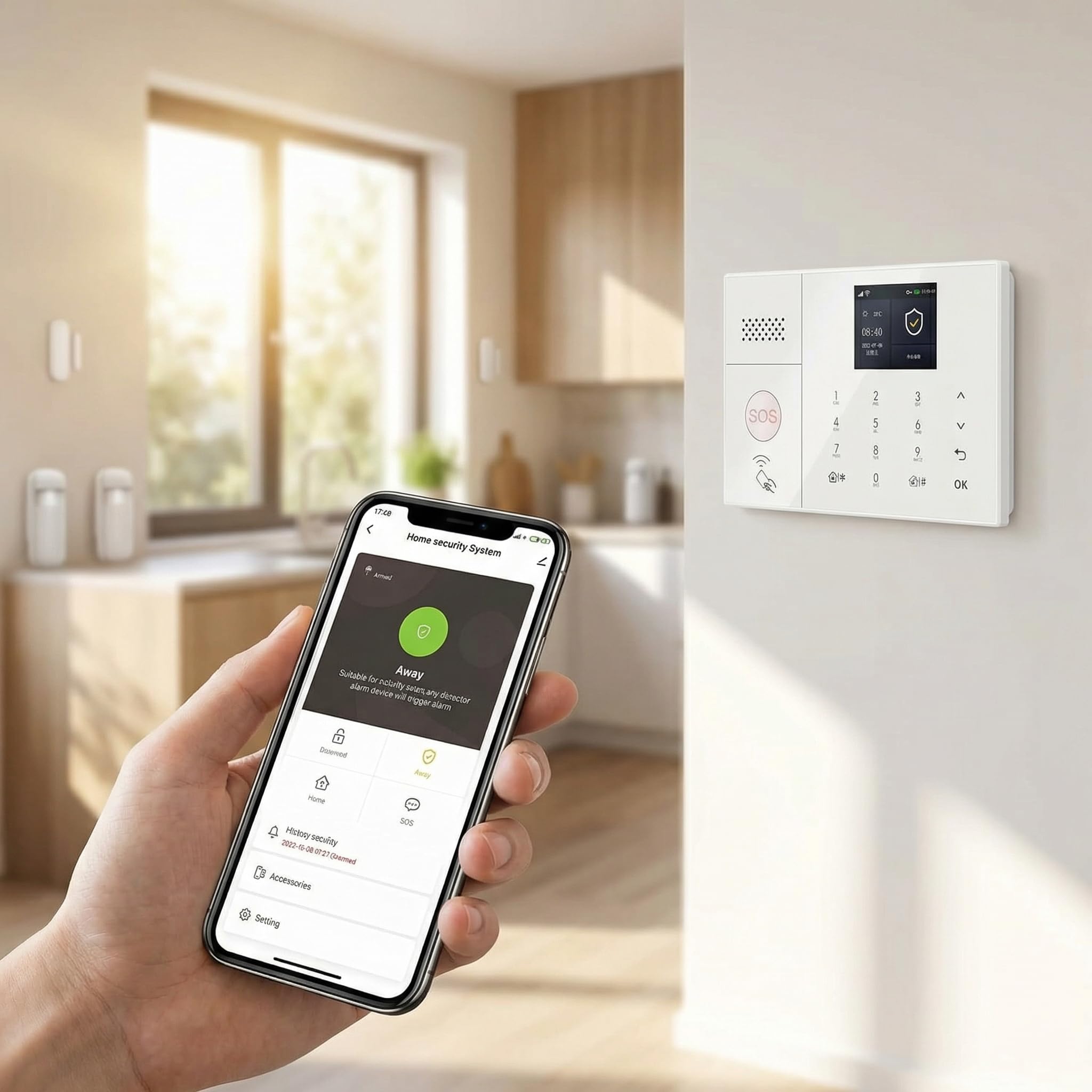 Alarmanlage Haus, WLAN/4G+GSM, Touchscreen, App-Steuerung– 24-teiliges Sicherheitssystem für Haus, mit Bewegungsmelder, Tür sensoren, Fernbedienungen, Alarmsirene, Funktioniert mit Alexa