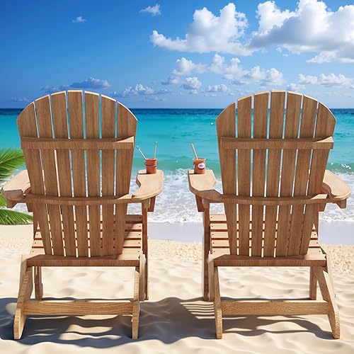 Miniatura 2 de Adirondack - Juego de 2 sillas Adirondack plegables de madera, sillas para hoguera, muebles de salón al aire libre para patio, jardín, patio