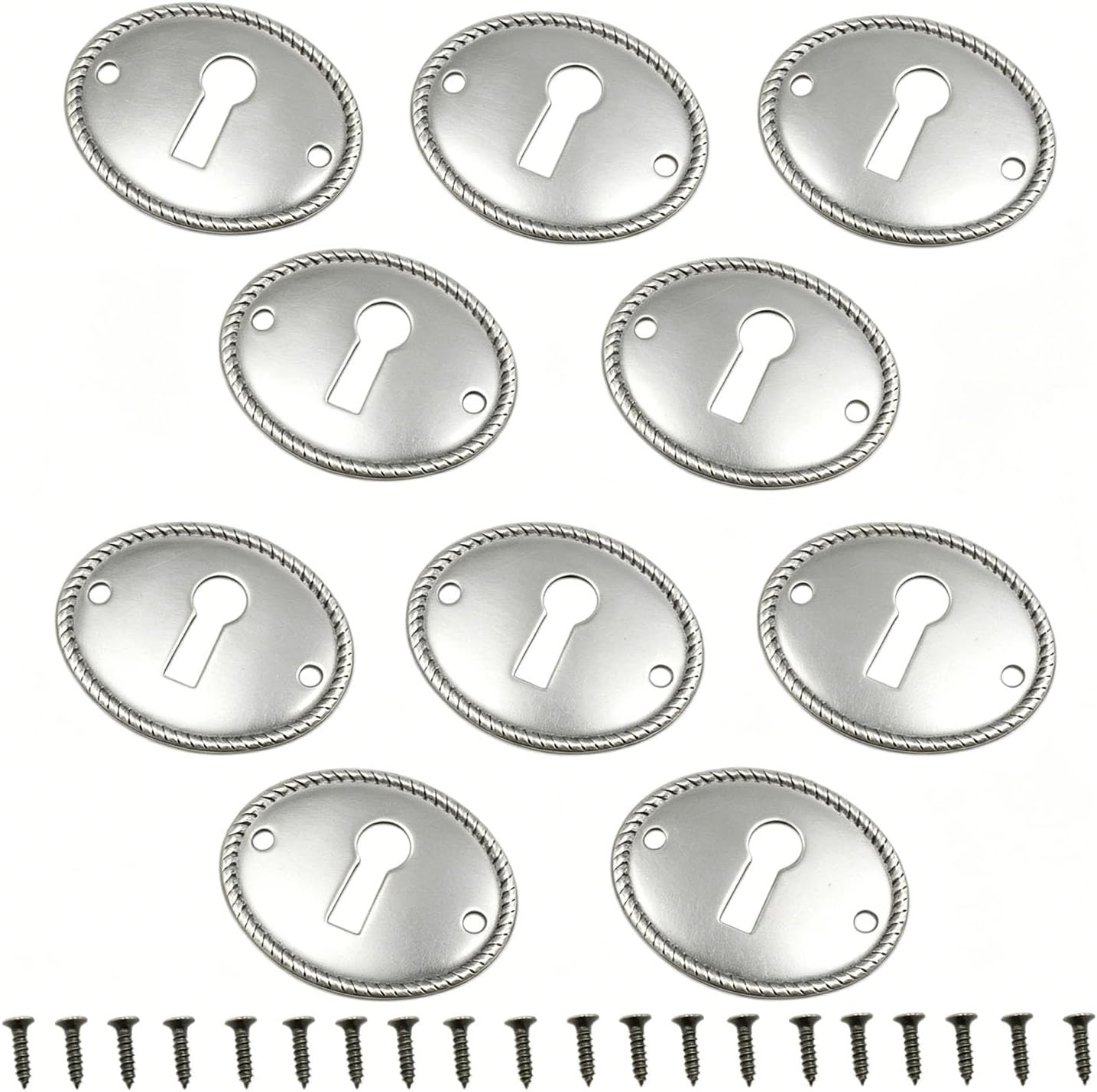 10 Pcs Silver Keyhole Covers 35 x 27 mm Antique Key Plate