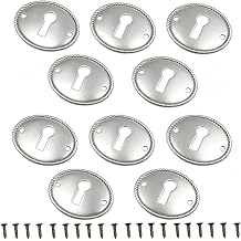 10PCS Silver Oval Vintage Keyhole Covers 35x27mm Antique Key Plate Door Cover Decorative for Cabinet, Door, Dresser, Drawers, Desk Furniture Hardware