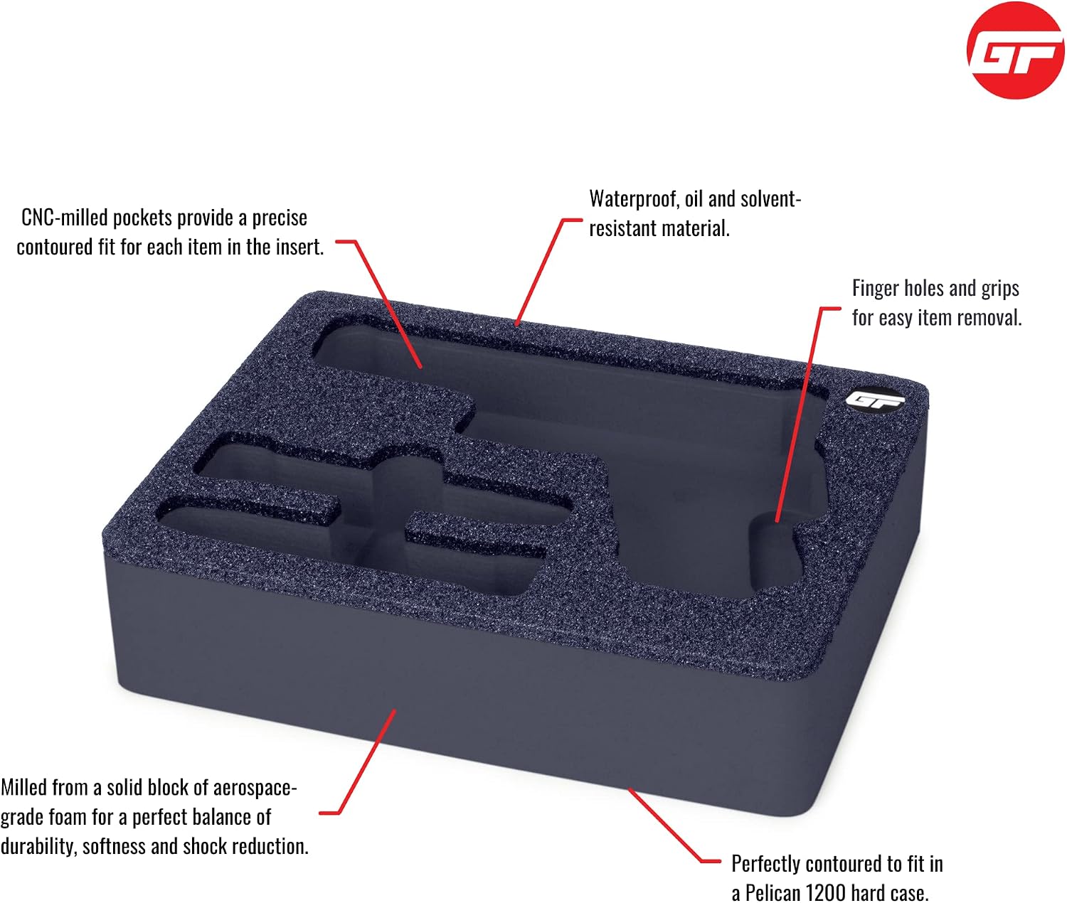 GunFoam insert Compatible with C1911 Polyethylene Foam for Gun Case, Custom Made Insert Replacement for Pelican 1200 Hard Case, Pistol Safe Storage, Waterproof, Light, Easy Grip