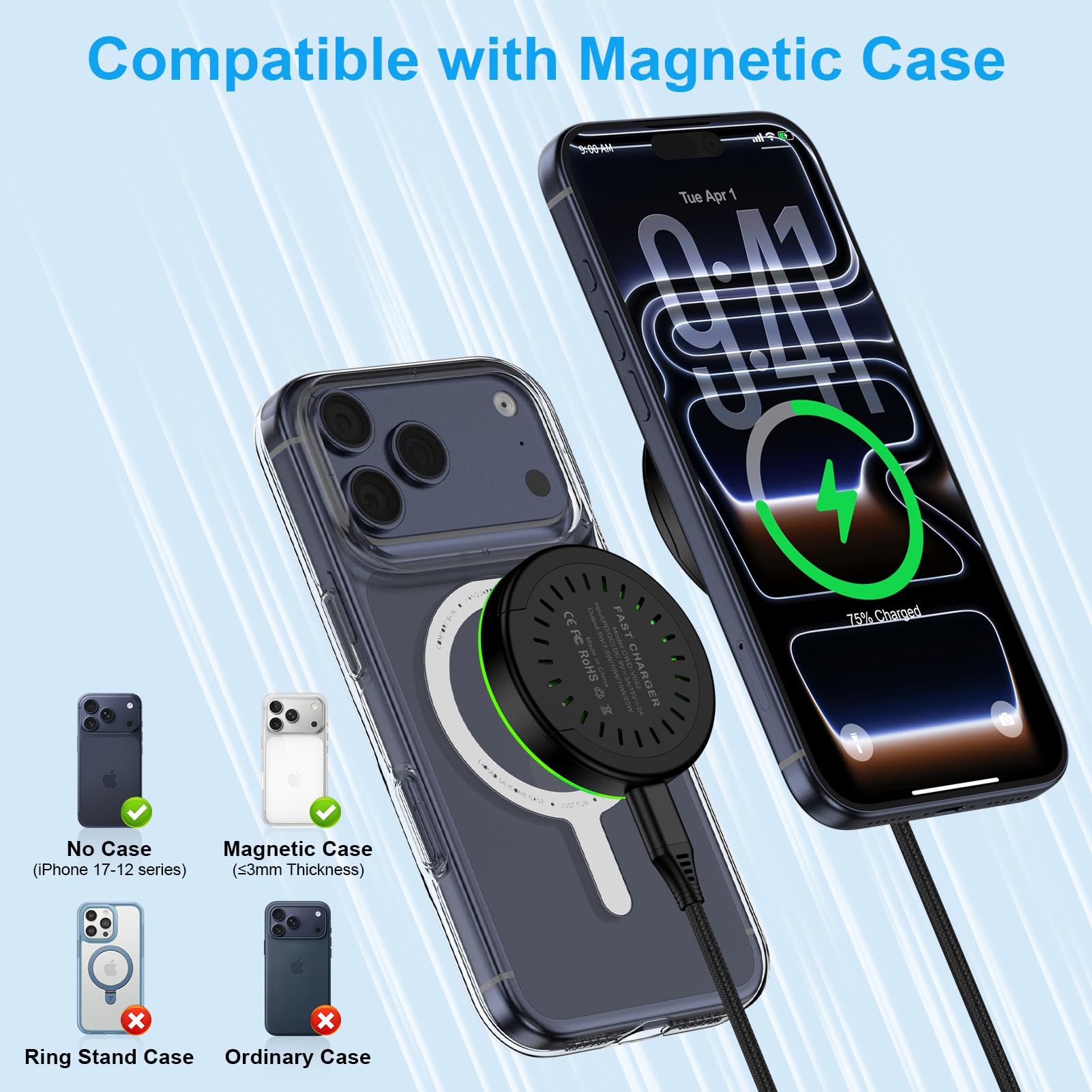 Cargador magnético inalámbrico para teléfono Android de 25 W para Samsung Galaxy S26 Ultra S26+ S25 Ultra S25 FE S25 Edge Z Fold/Flip 7 S24Plus, Google Pixel 10 Pro XL, cargador Magsafe rápido