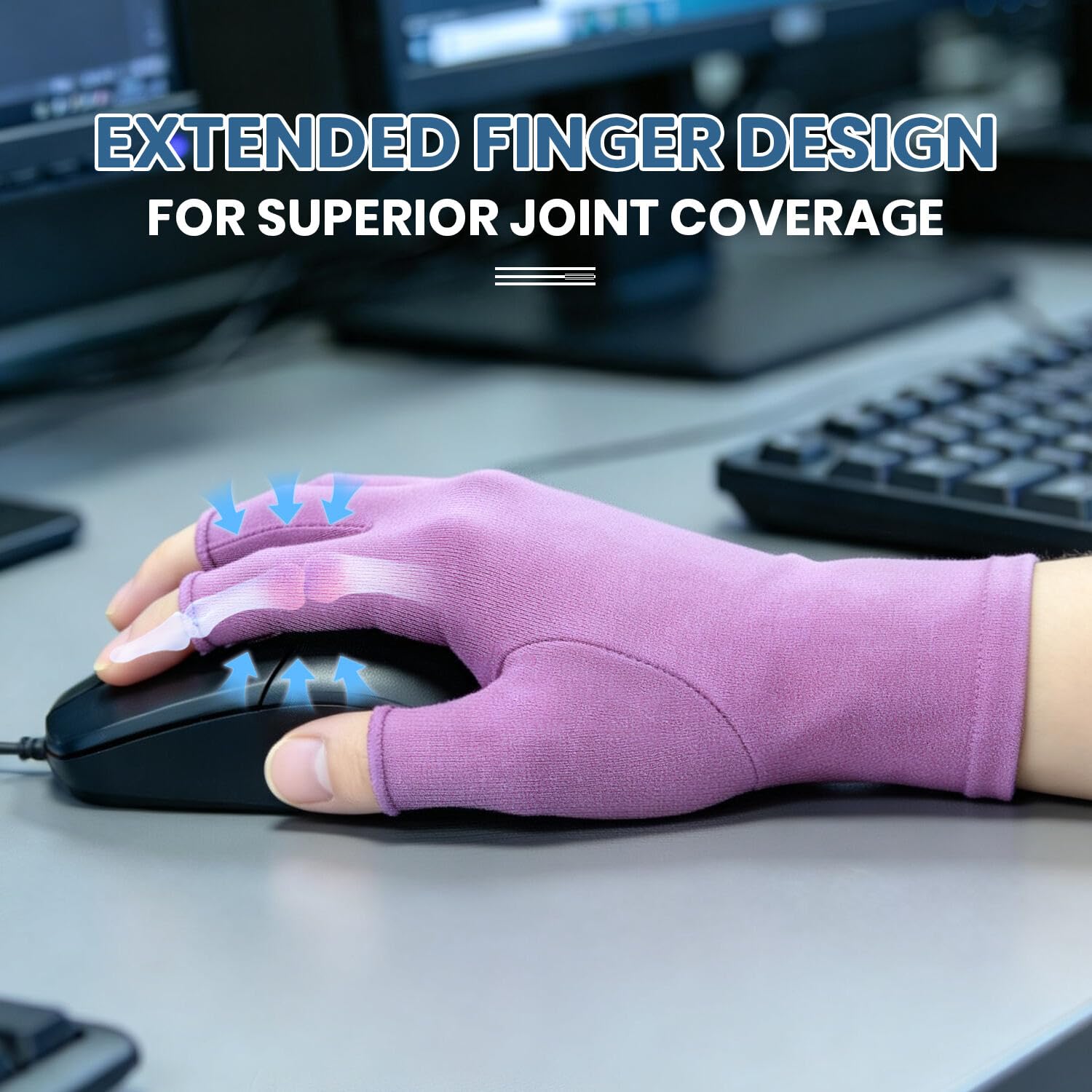 2 pares de guantes para artritis, guantes de compresión de mano para reumatoides, alivio del dolor, túnel carpiano, hinchazón, soporte articular, guantes sin dedos para conducir para mujeres
