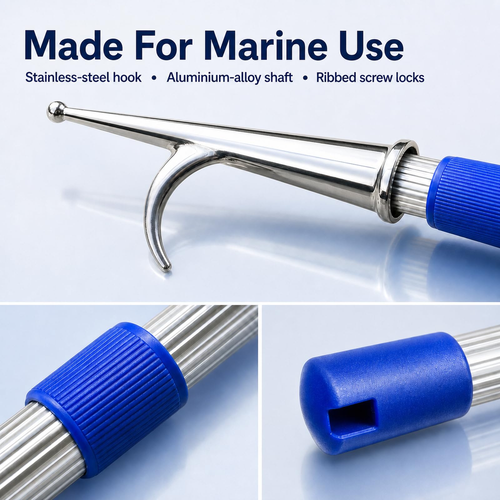 Mezzos Marinaio Telescopico Nautico,Mezzos Marinaio Telescopico,Mezzos Marinaio Telescopico Asta per Gancio,Pratico da Riporre,Lightweight,per Operazioni di Ormeggio