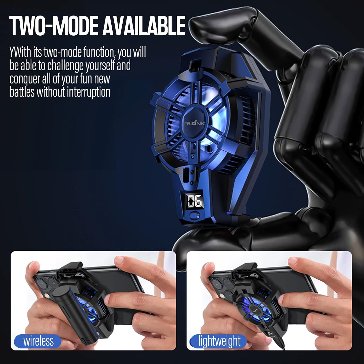 Graph showing phone temperature with and without TRILINK X29 Phone Cooler