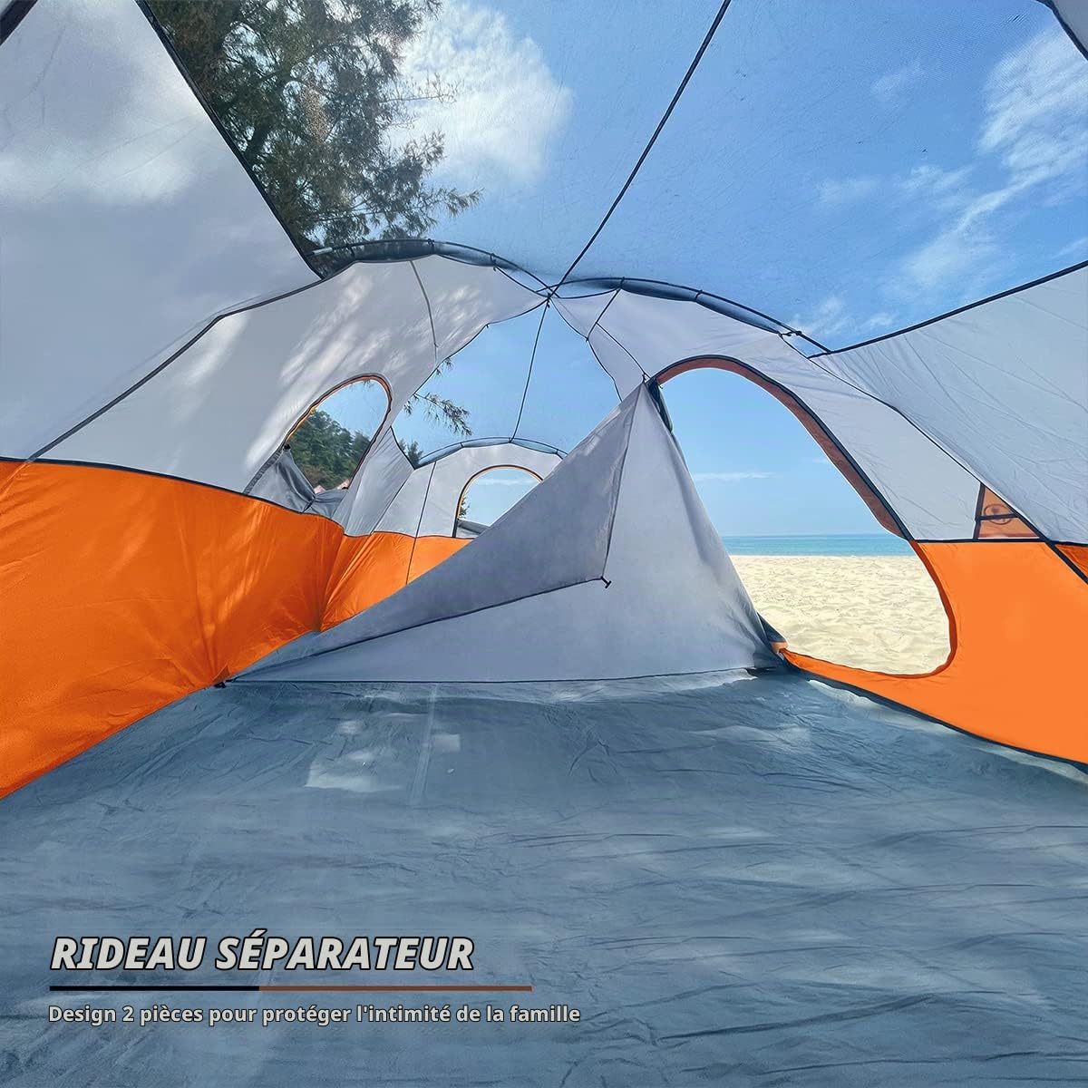 UNP Tente Familiale 10 Personnes, Grande Tente Camping à 2 Espaces | 549 × 274 × 198 cm, intérieur spacieux pour 10 sacs de couchage ou 3 matelas gonflables queen size