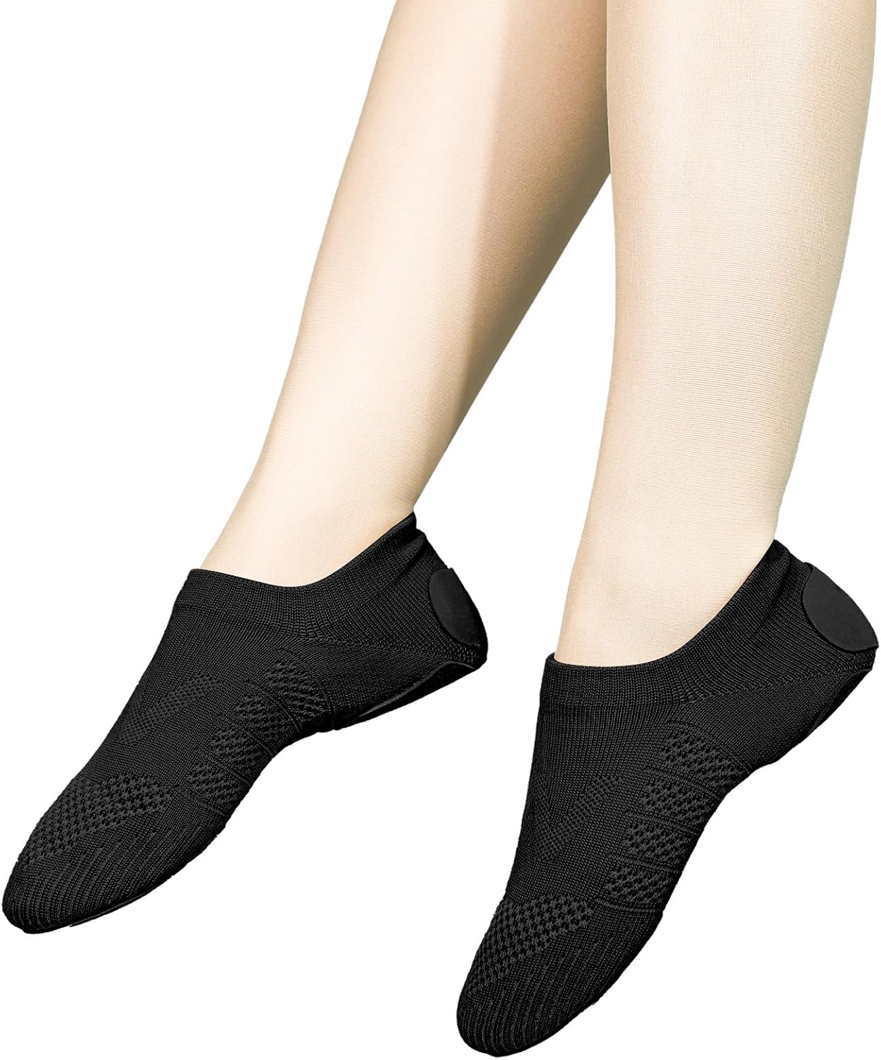 Jazz Shoes for Women and Men's Knit Slip-on Flat Dance Shoes Breathable Lightweight for Cheerleading Training