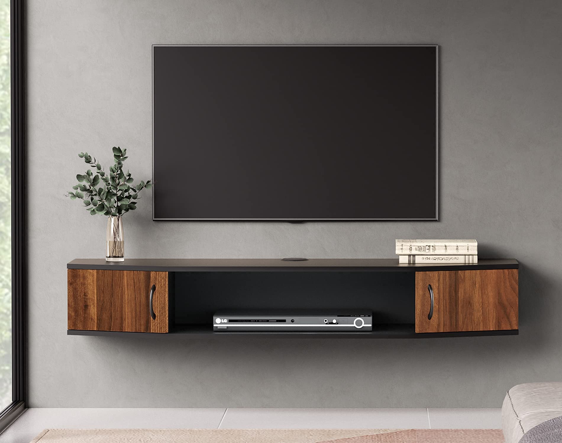 Buy FITUEYES Walnut Floating TV Shelf Wall Mounted Entertainment Center