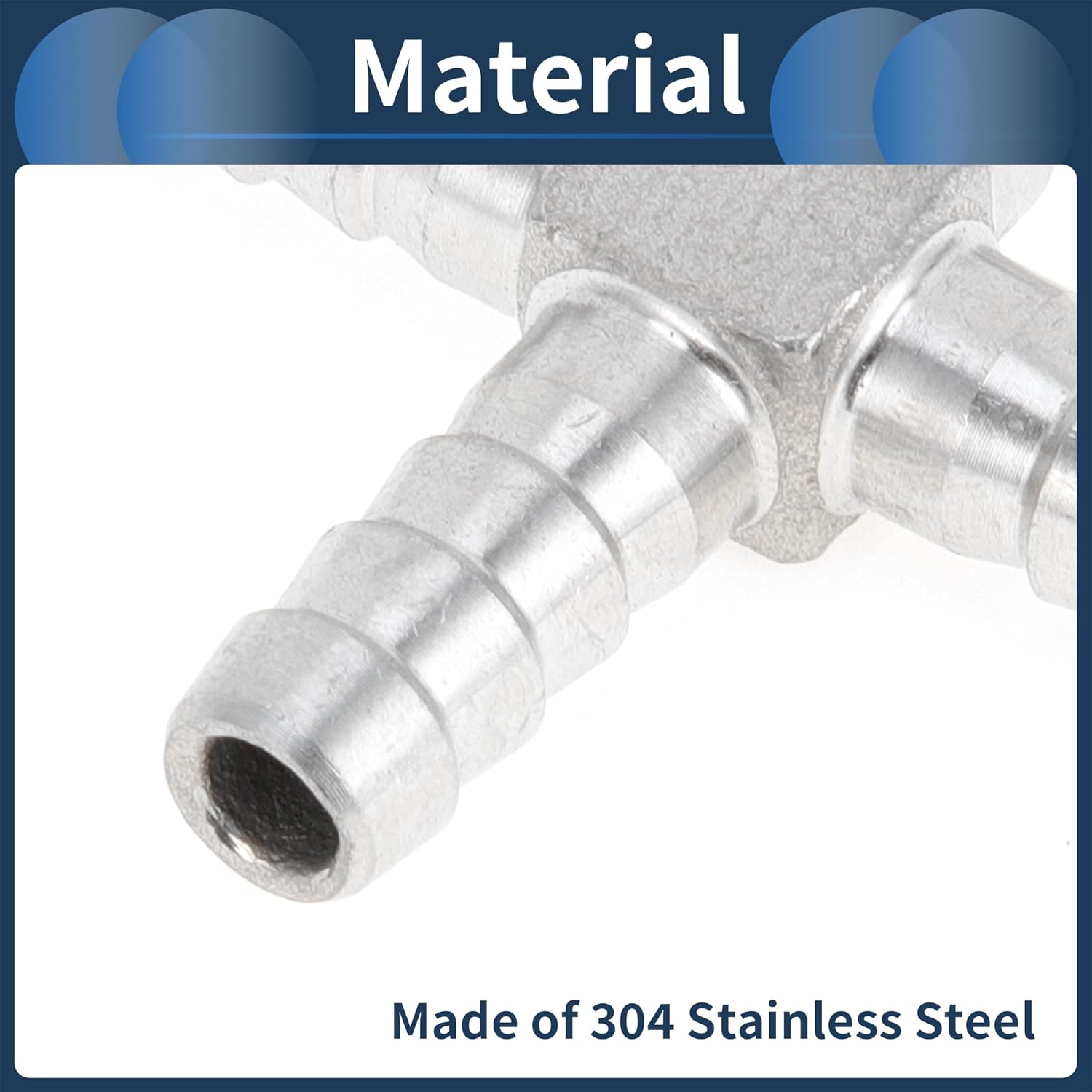 5/16" 304 Stainless Steel Barb Hose Connectors 4 Way Cross for Air Water Oil Petrol 2 Pack Silver Tone