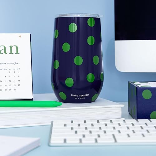 Miniatura 9 de kate spade new york Vaso de vino aislado de acero inoxidable, vaso de doble pared de 16 onzas, taza de viaje sin tallo con tapa (Happy Hour)