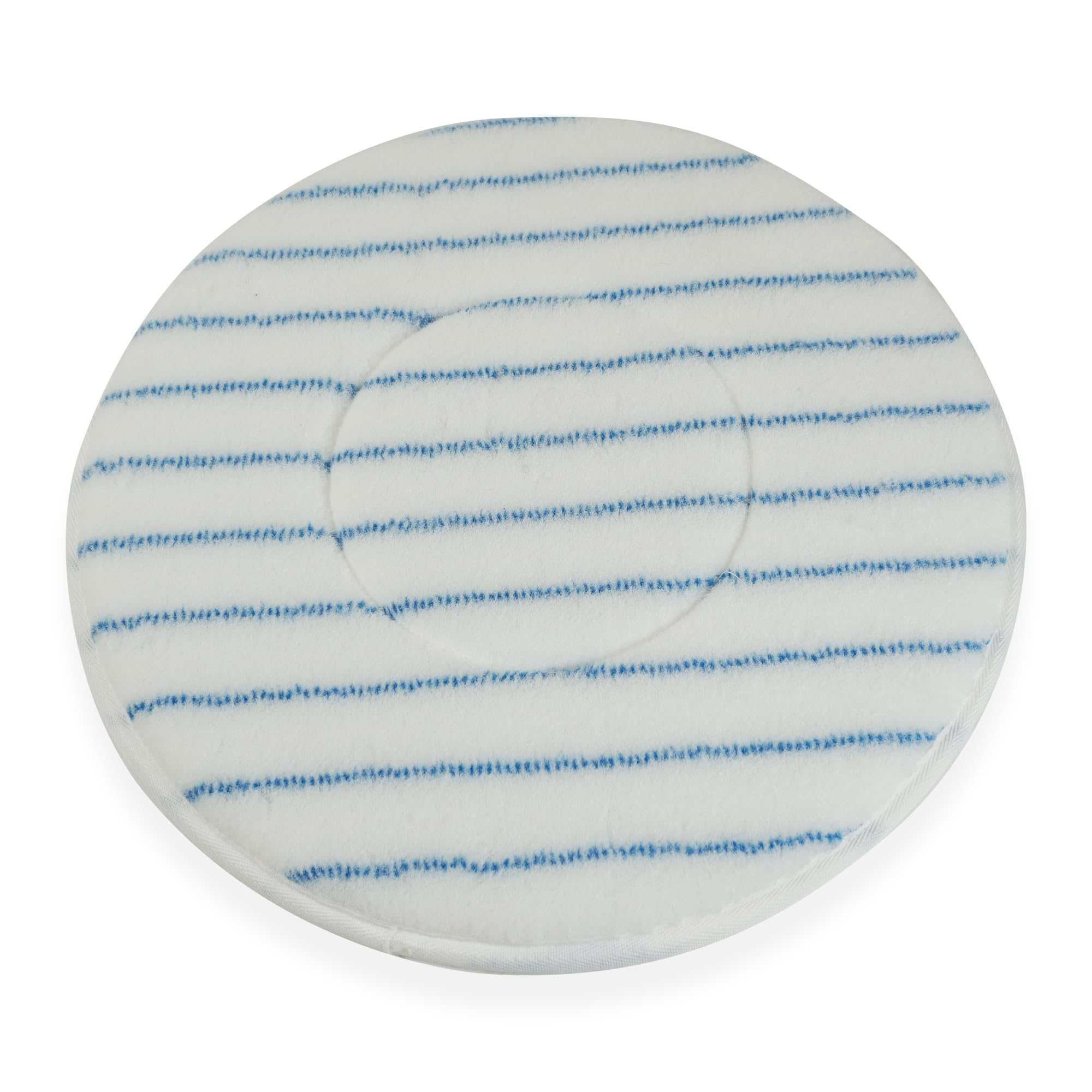 Almohadilla de limpieza universal para monorosse o autolavadora de microfibra de poliéster - ø 406 mm - blanco rayas azules