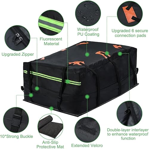 Miniatura 3 de LINLINJYA Bolsa de transporte de carga para techo de automóvil incluye alfombrilla antideslizante  6 correas reforzadas  10 ganchos de puerta tira