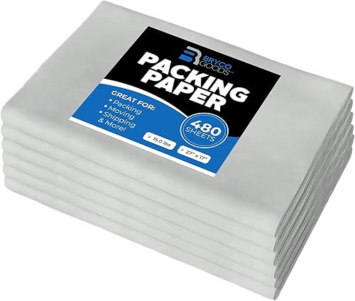 Hojas de papel de embalaje para mudanzas, 15 libras, 480 hojas de papel de periódico, imprescindibles en tus suministros de mudanza, 27 x 17