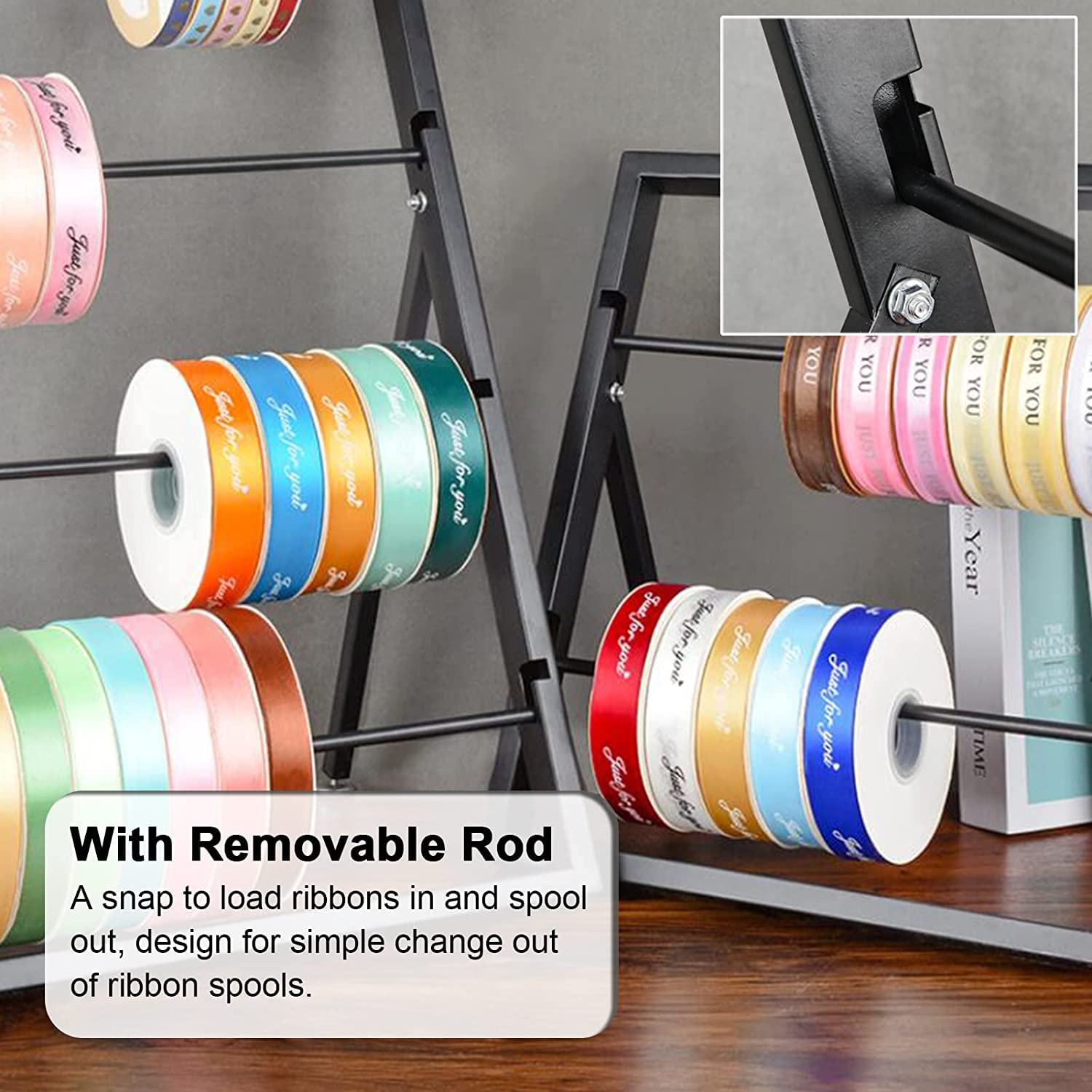 Scaffale Per Nastri A 4 Livelli In Legno - Organizzatore Per Bobine, Fioristi E Artigiani - Foto 10