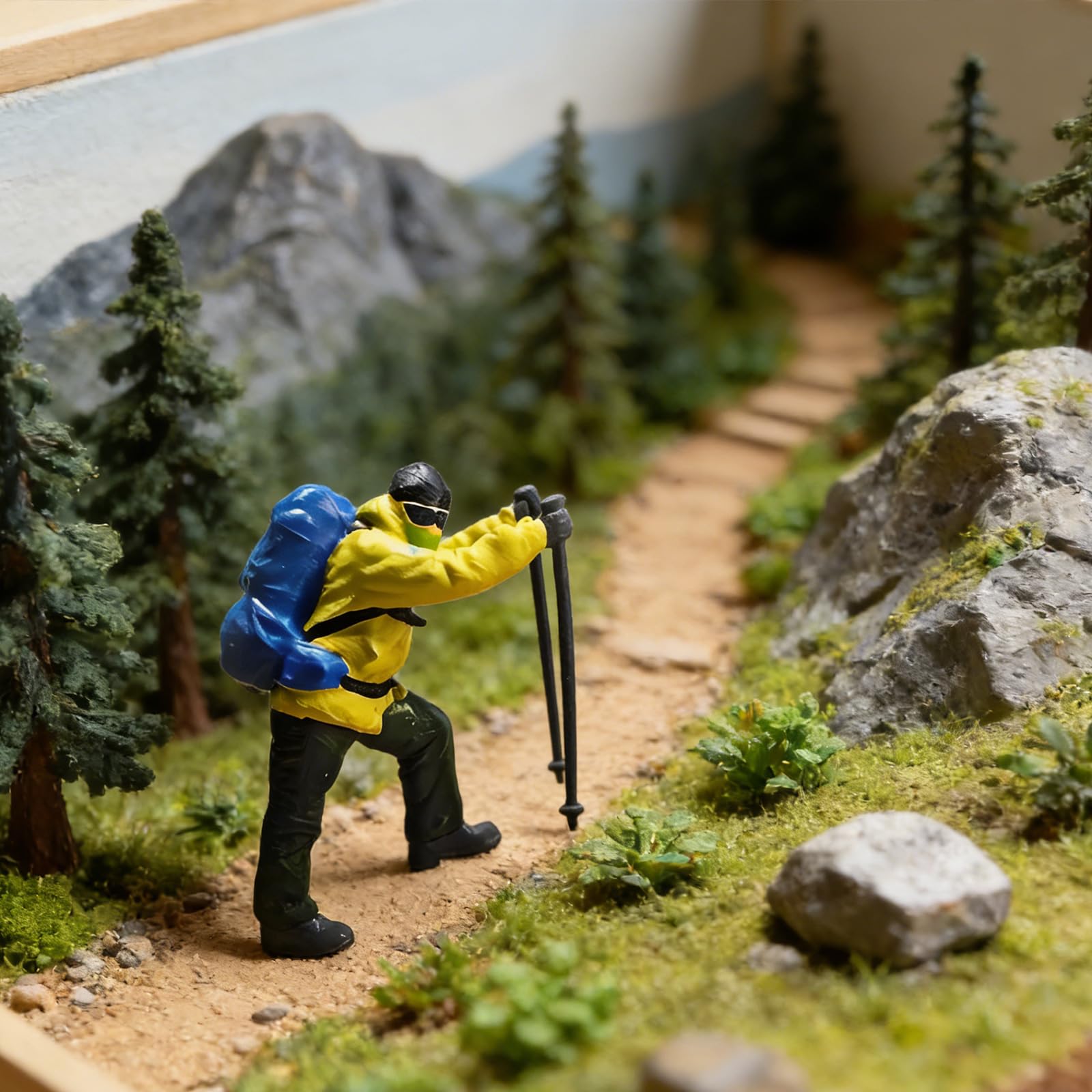Miniatur Wanderrucksacktouristen Kletterfiguren Maßstab 1: aus Kunstharz für Heimdekorationen und Modelldisplays Bergsteiger Display