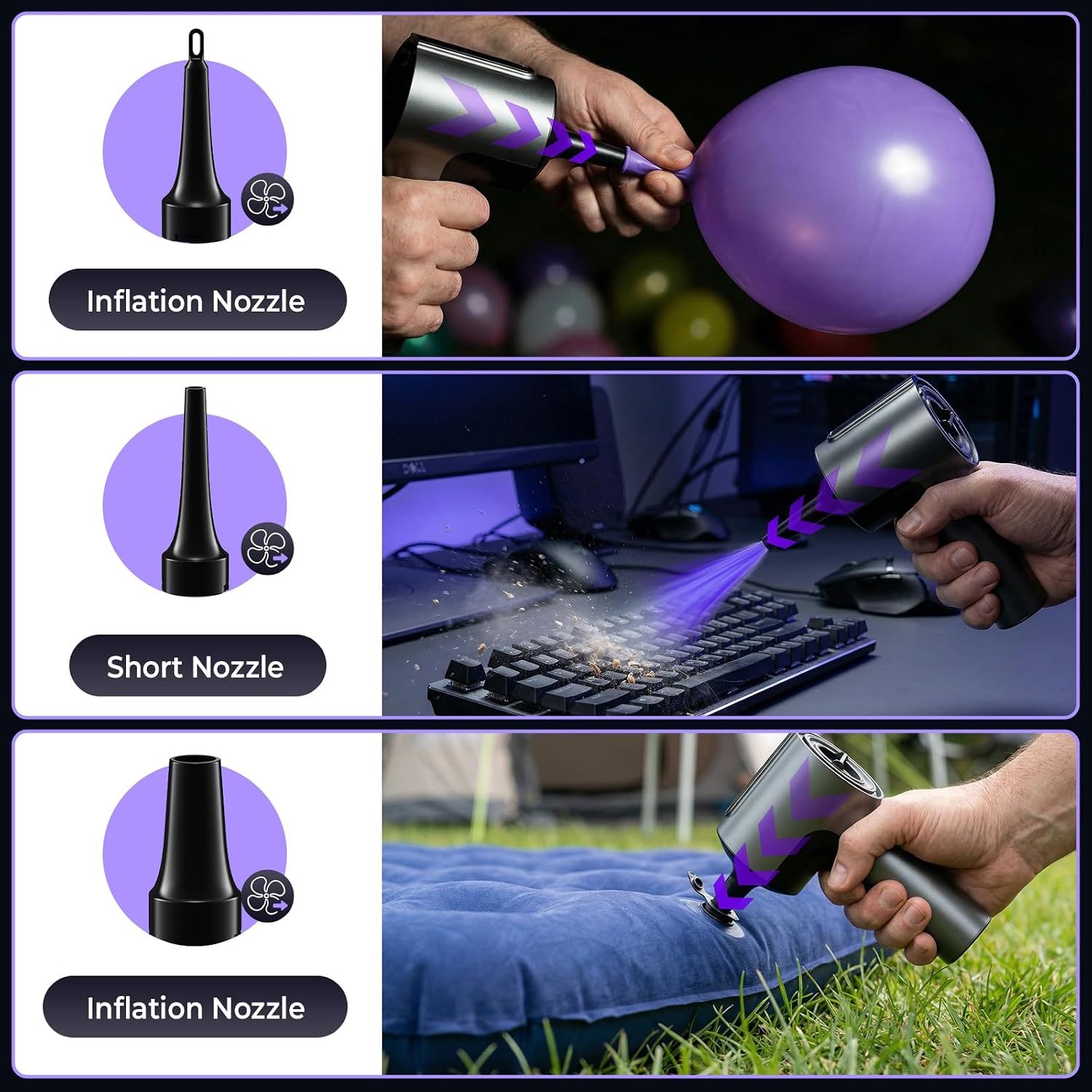 20000Pa Cordless Car Vacuum, 80,000 RPM Brushless Motor Handheld Vacuum with 7-in-1 Air Duster Blower, Portable Type-C Rechargeable Cleaning Kit for Pet Hair, Home & Office, Grey