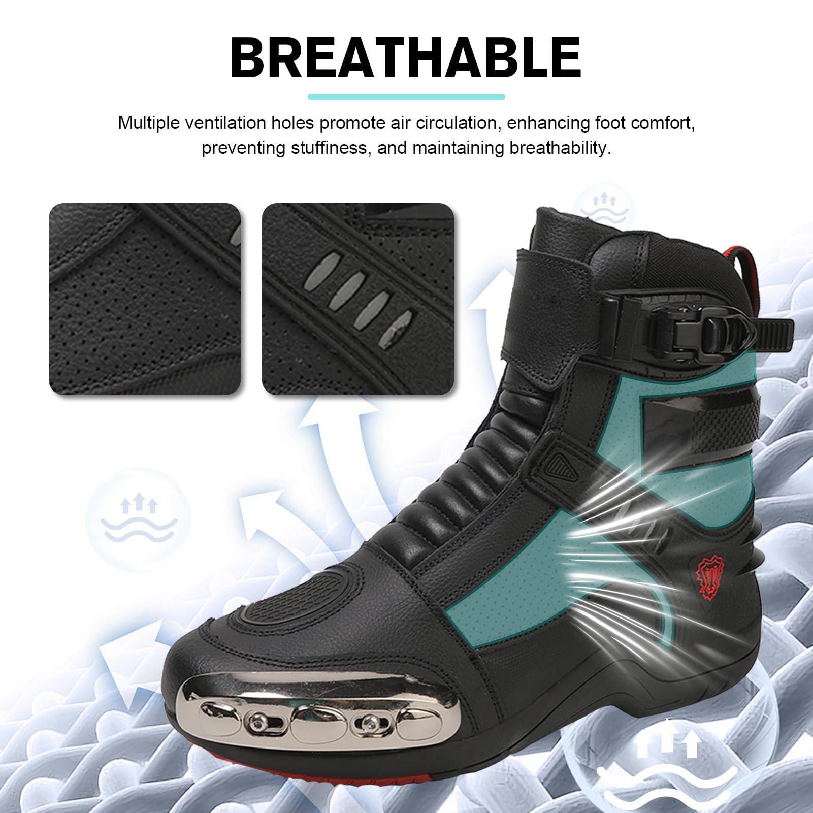 Botas Moto Hombre Zapatos De Motocicleta para Hombres,Zapatillas De Moto Hombre Antideslizantes,Transpirables Botas De Motorista Casuales De Calle