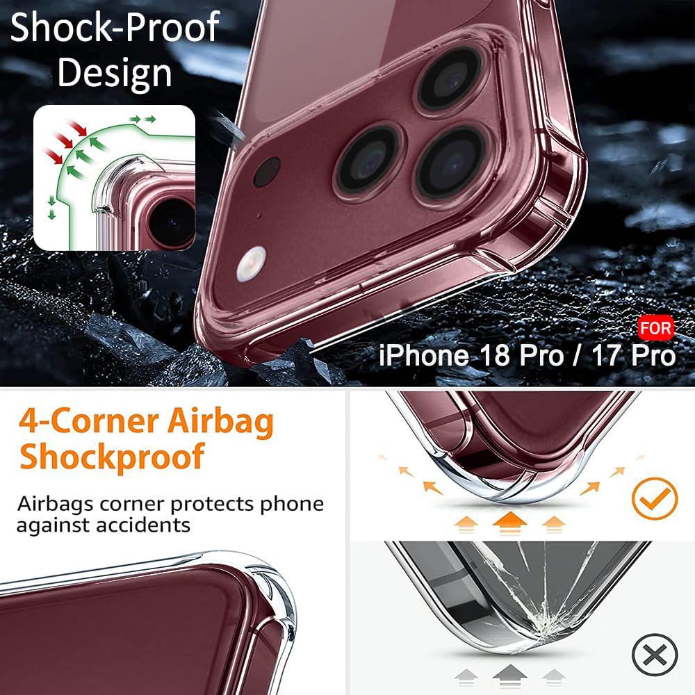 TheGiftKart Crystal Clear Back Cover Case for iPhone 18 Pro / 17 Pro | 360 Degree Protection | Shock Proof Design | Transparent Hard Back Cover Case (PC & TPU, Transparent Bumper) — Amazon image 5