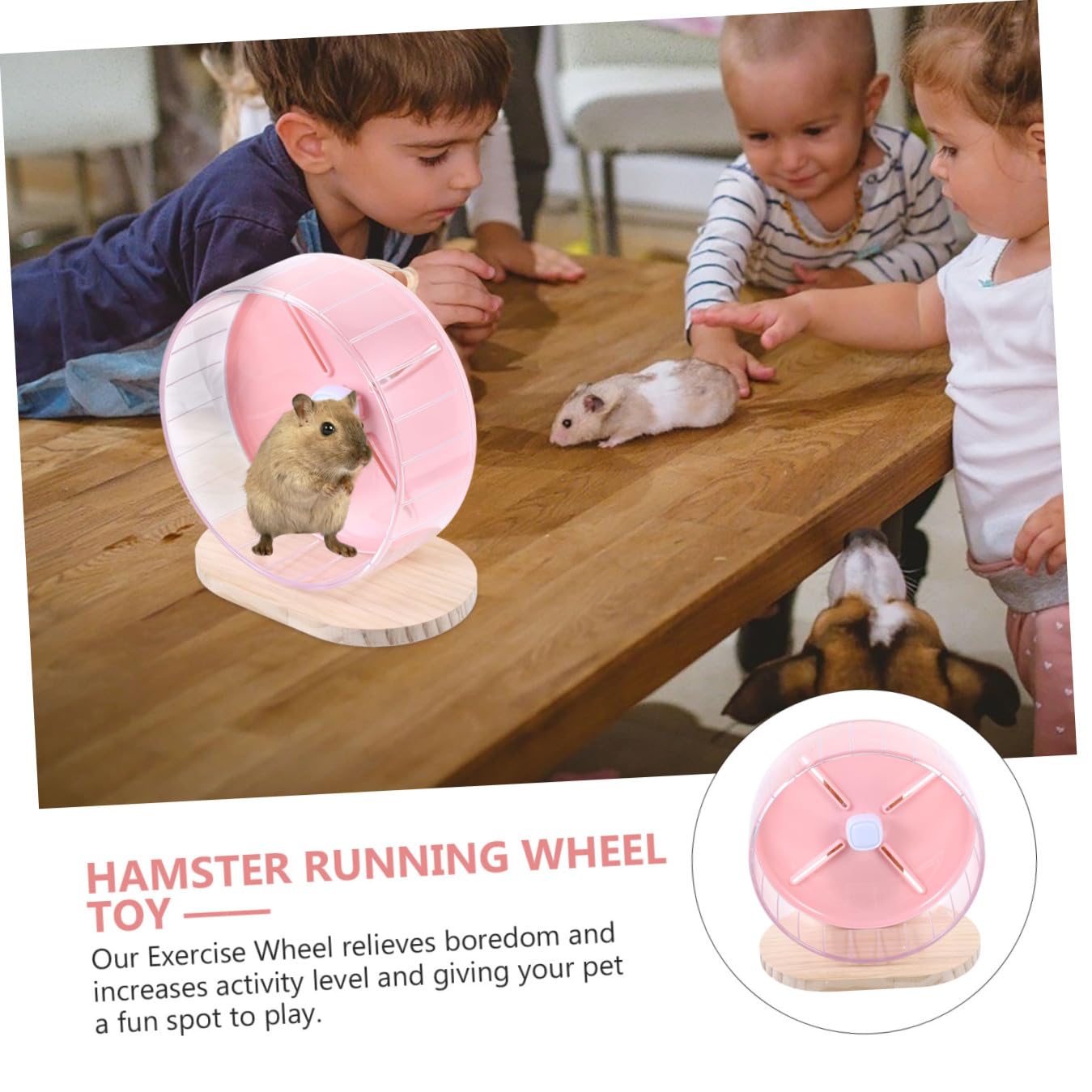 PRETYZOOM Geräuschloses Hamsterrad 20cm mit Holzständer für Hamster und Igel Kompaktes Laufrad für Käfig und Kleintierstall
