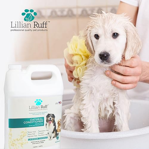 Miniatura 5 de Lillian Ruff Acondicionador calmante para mascotas de avena para piel seca y alivio de picazón con aloe y aceites esenciales hidratantes, repone la