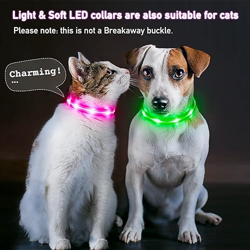 Miniatura 4 de PZRLit Collares iluminados para perros pequeños, medianos y grandes, collar de perro LED ajustable, collar recargable suave brillante para perros y