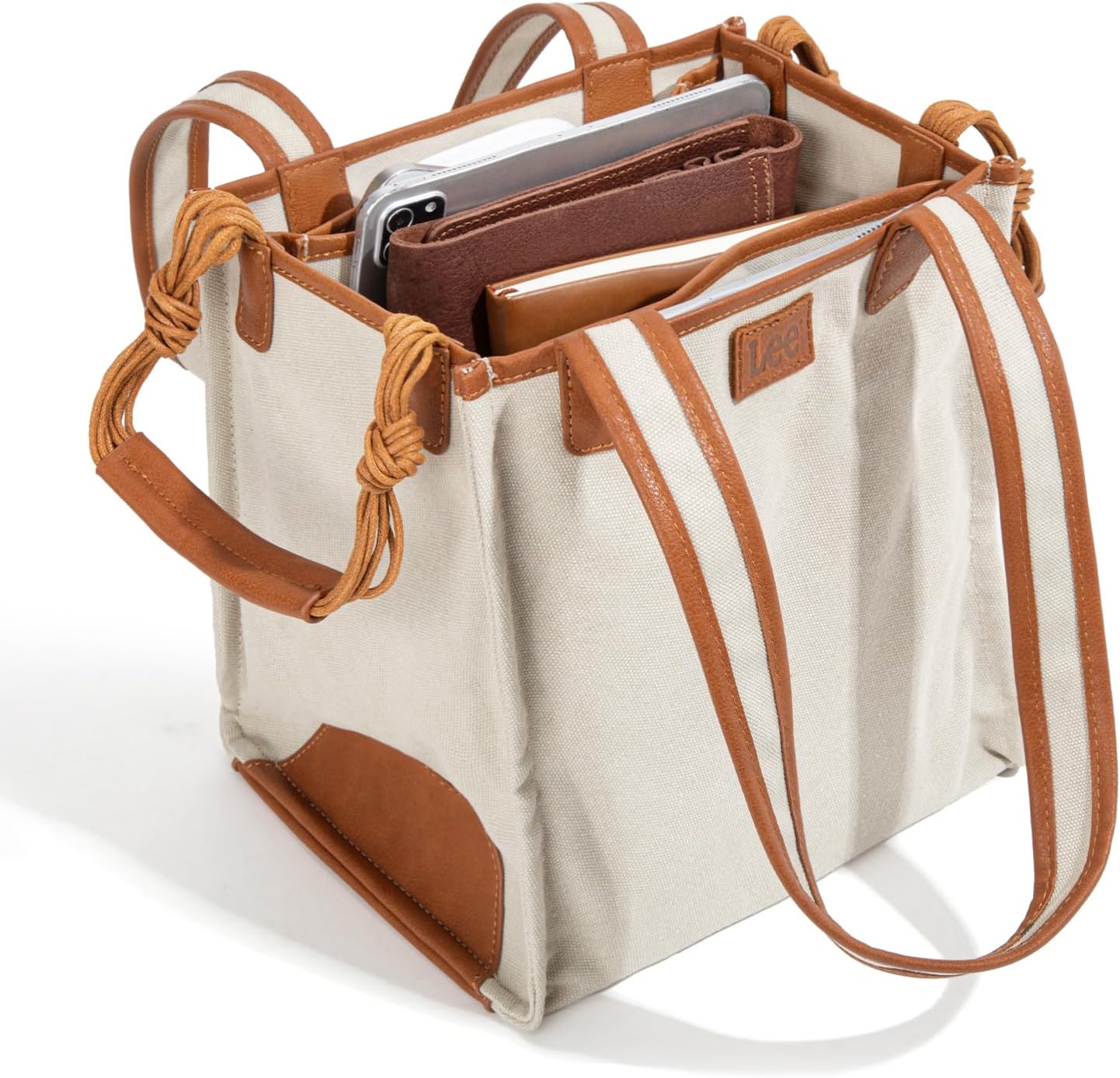 Montana West x Lee Canvas Tote Bag for Women Square Shoulder Handbag with Multiple Pockets for Work and Travel