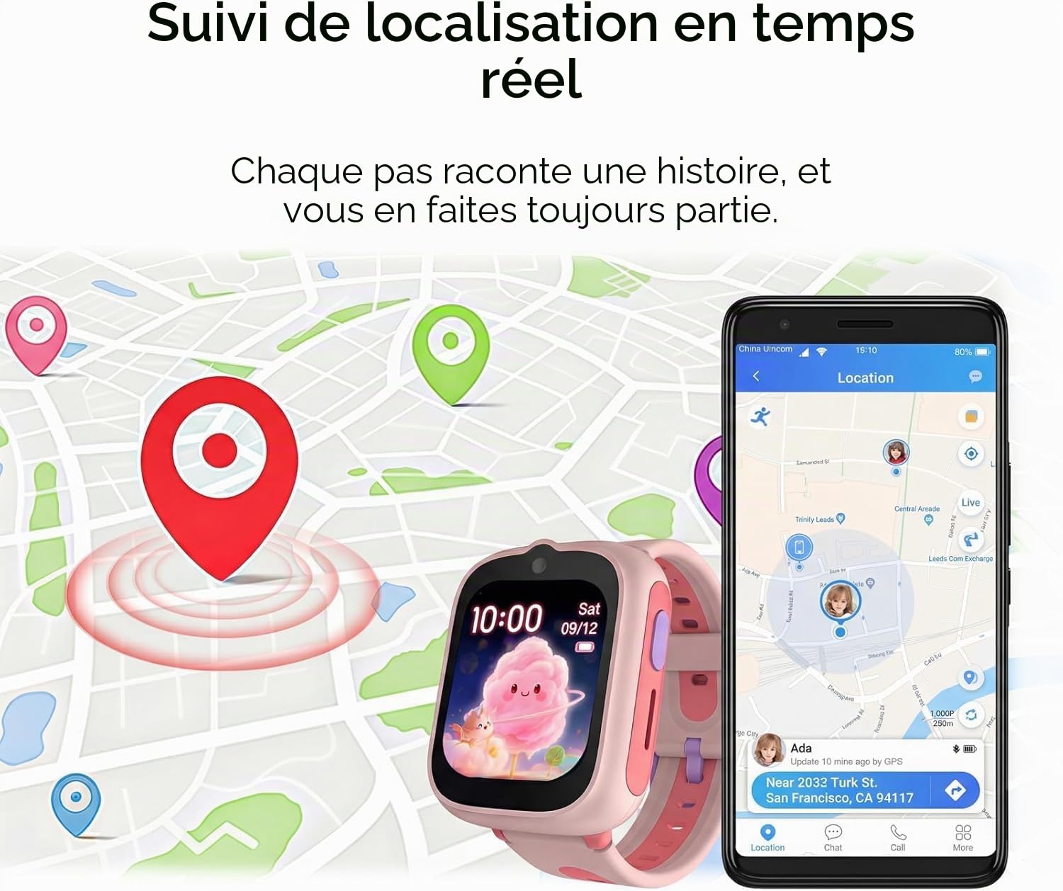 TCL Movetime MT48 Montre Intelligente pour Enfants - Bleu, 4G, GPS Double fréquence L1+L5, appels vidéo, Bouton SOS, IP68, Dessin IA, Batterie 900 mAh, 2,5 Jours, contrôle Parental, Gris foncé