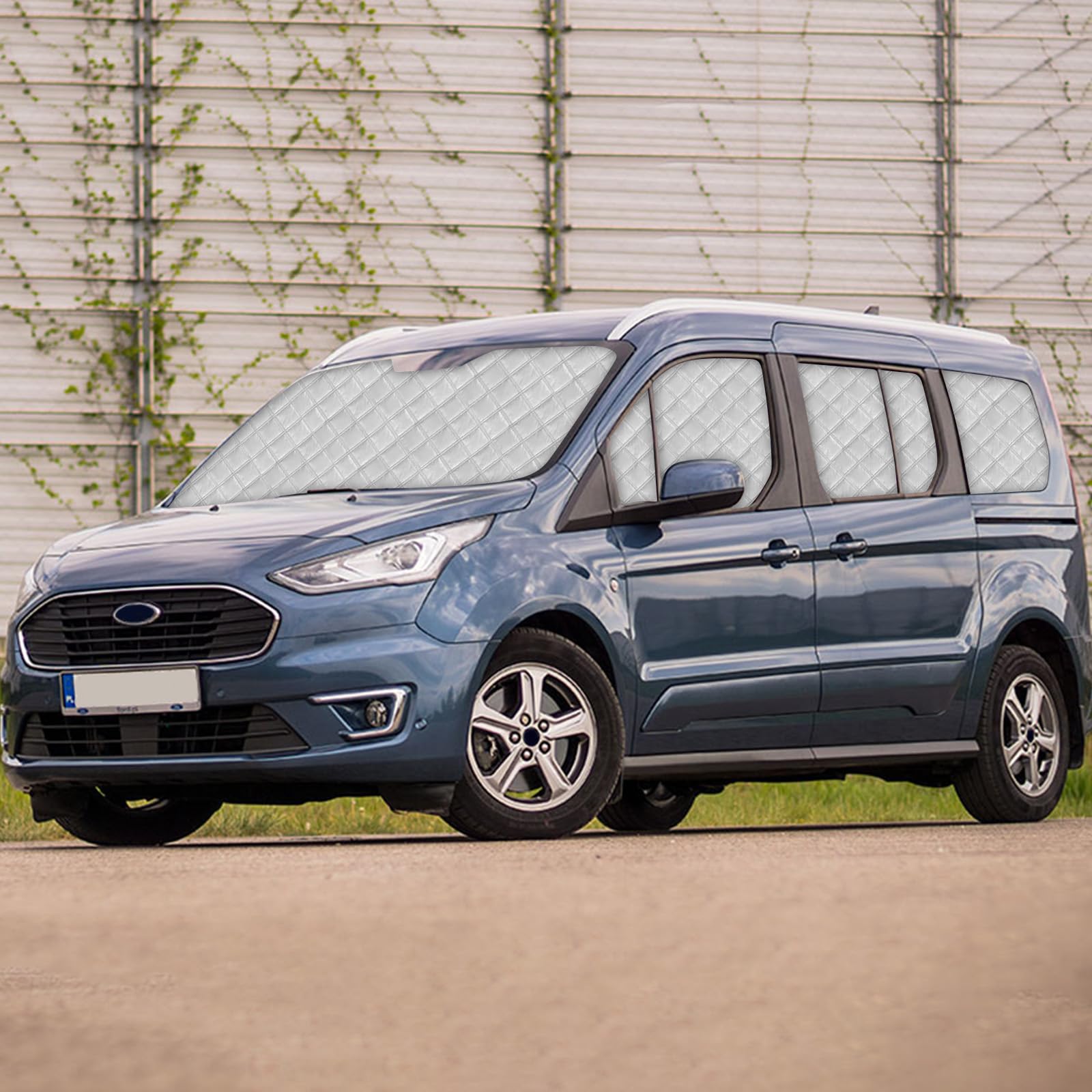 Sonnenschutz Ersatz für Ford Grand Tourneo Connect (LWB) 2013-2022, 12 PCS Auto Frontscheibe Windschutzscheibe Schutz Set, Internes Thermomatte mit Aufbewahrungstasche, Faltbar Sonnenblende