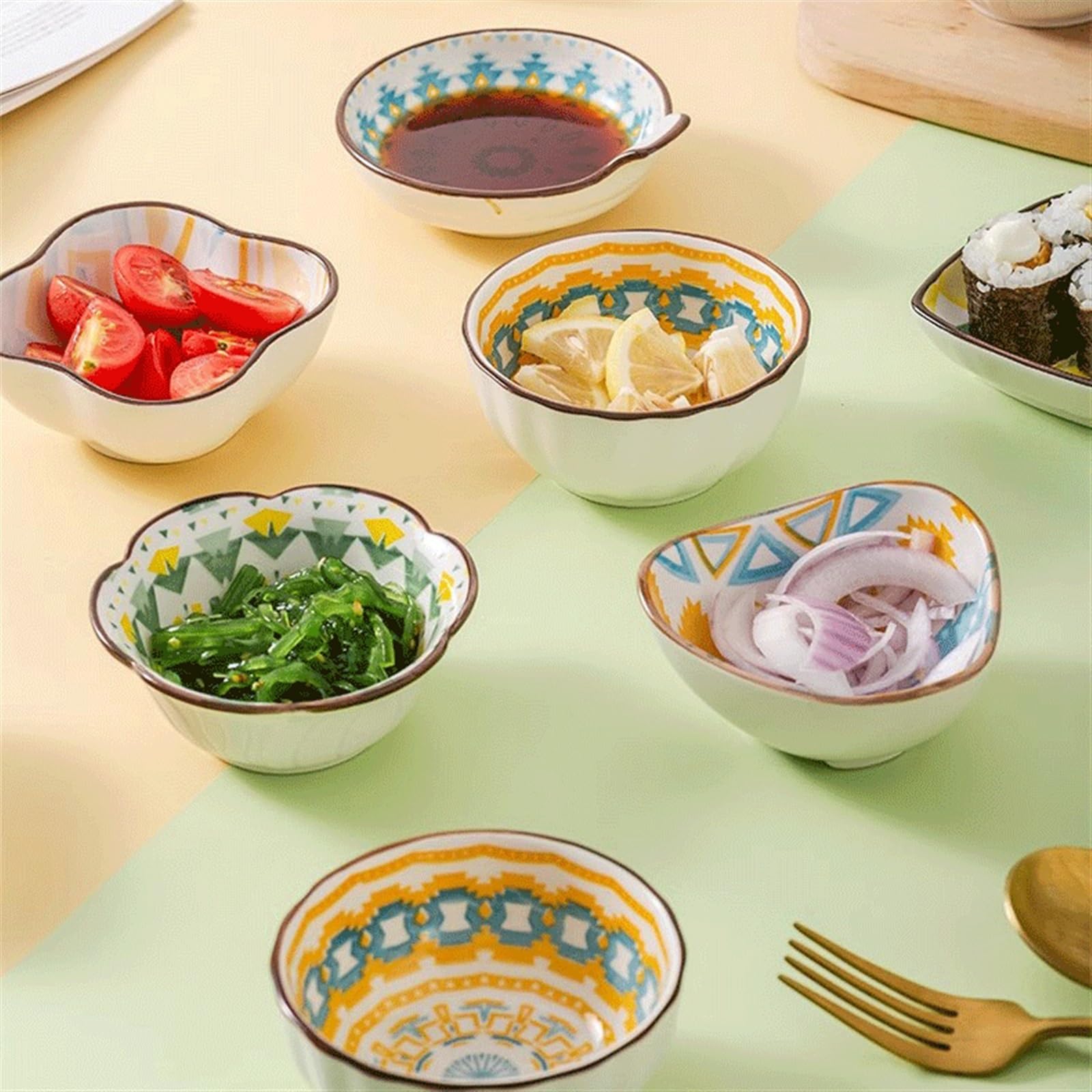 Keramik-Dip-Schüssel-Set, kleine Porzellangeschirr für Desserts, Eis, Snacks, Gewürze und Joghurt, perfekt für Dip-Soßen