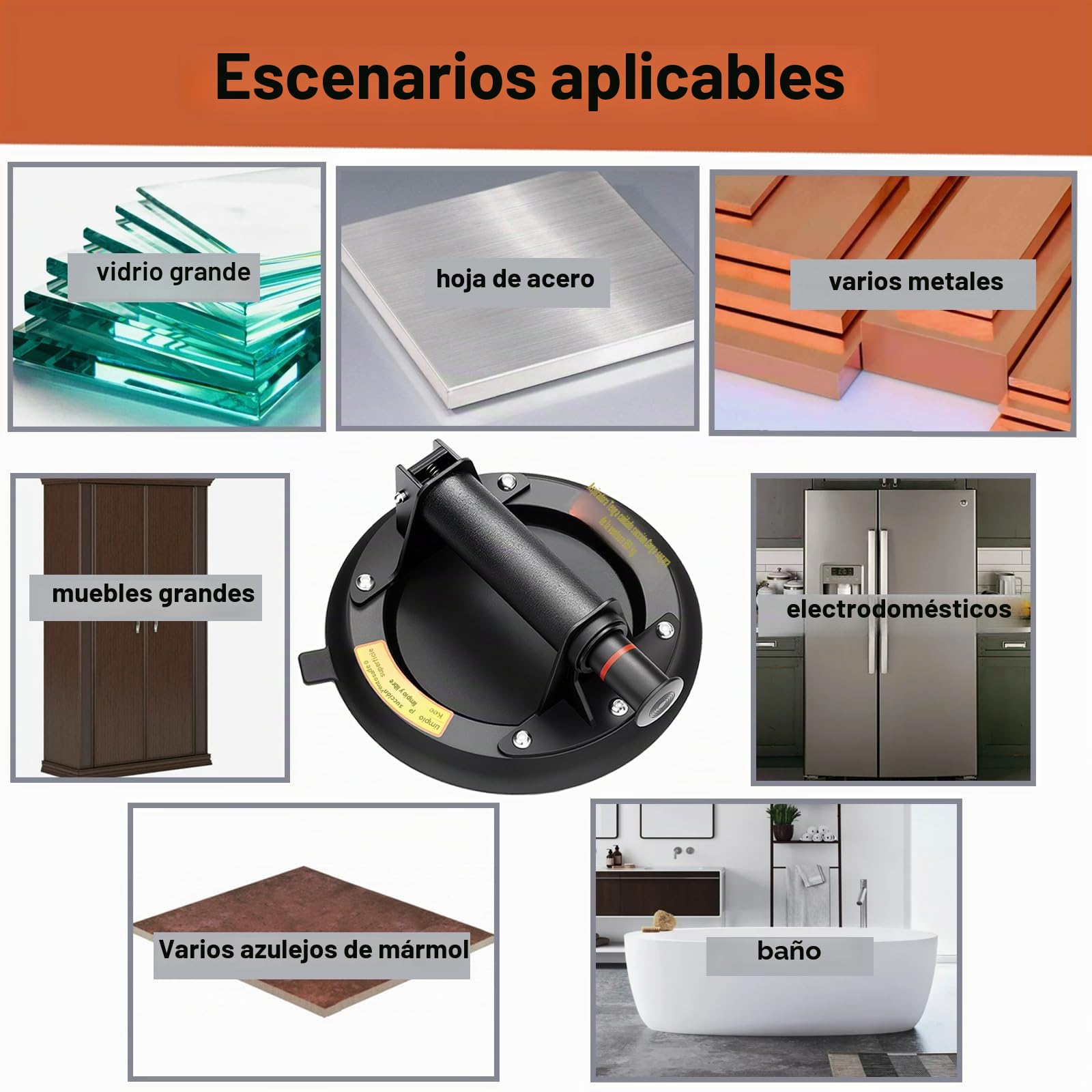 2 Pack 8"Ventosa Para Azulejos, Ventosas para Cristal con Maleta Portátil Ventosa de Vidrio Máx Cargas 200KG,Entosas de Vacío para Levantar Cristales, Mármol y Cerámica