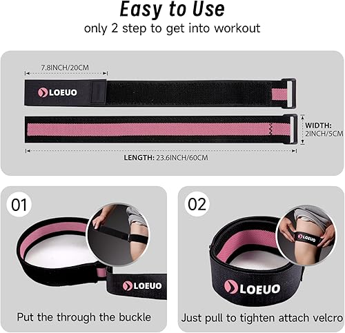 Miniatura 5 de Bandas de glúteos para entrenar glúteos, bandas de restricción de flujo sanguíneo ajustables con antideslizantes para entrenamiento de glúteos y