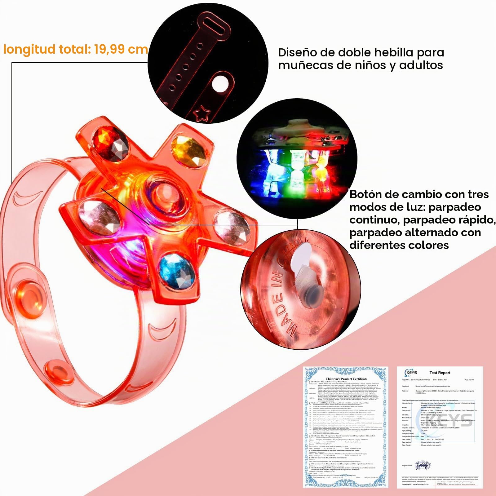 Favores de Fiesta para Niños, 24PCS Pulseras Luminosas LED Brillo En Oscuridad Juguetes Regalos de Cumpleaños Día de San graduación Navidad Halloween a Niños Niñas Fiestas Favores