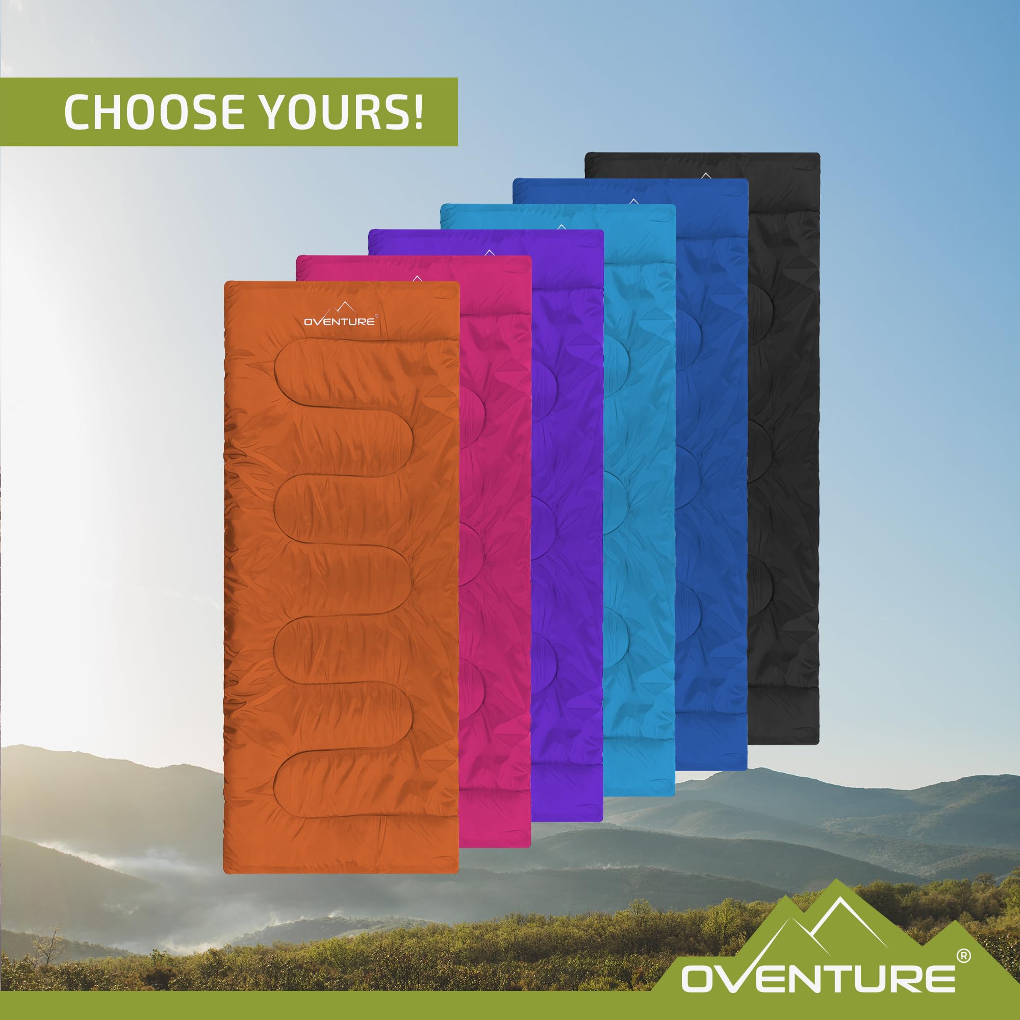 Oventure SleepPlus saco de dormir Turquesa | 190x80 cm | Forro 100% poliéster pongee | Repelente al agua | Para uso en interiores y exteriores | Camping | Saco de dormir práctico y ligero |