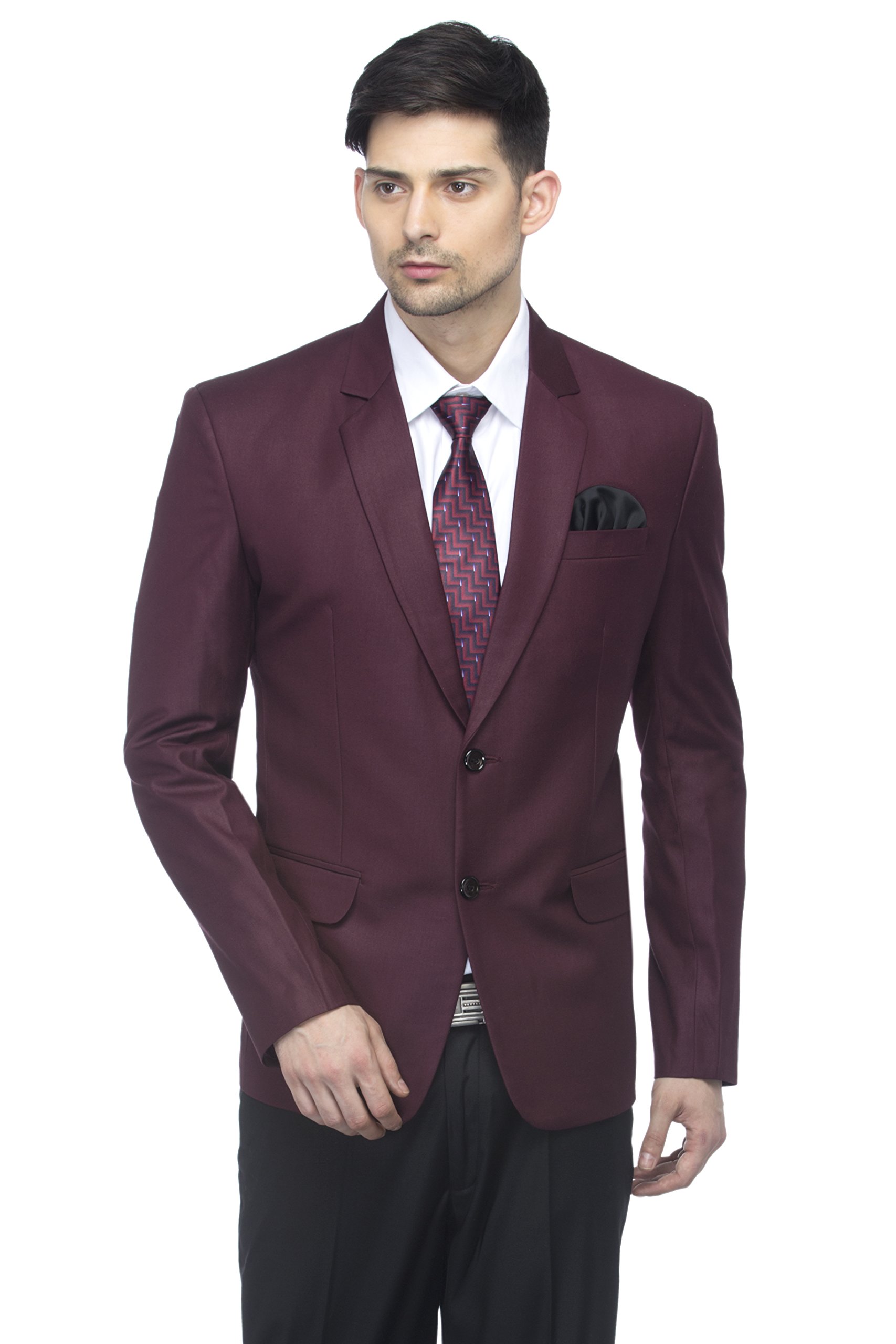Designer Men's Slim Fit Notched Lapel Single Breasted Solid Blazer-image-21