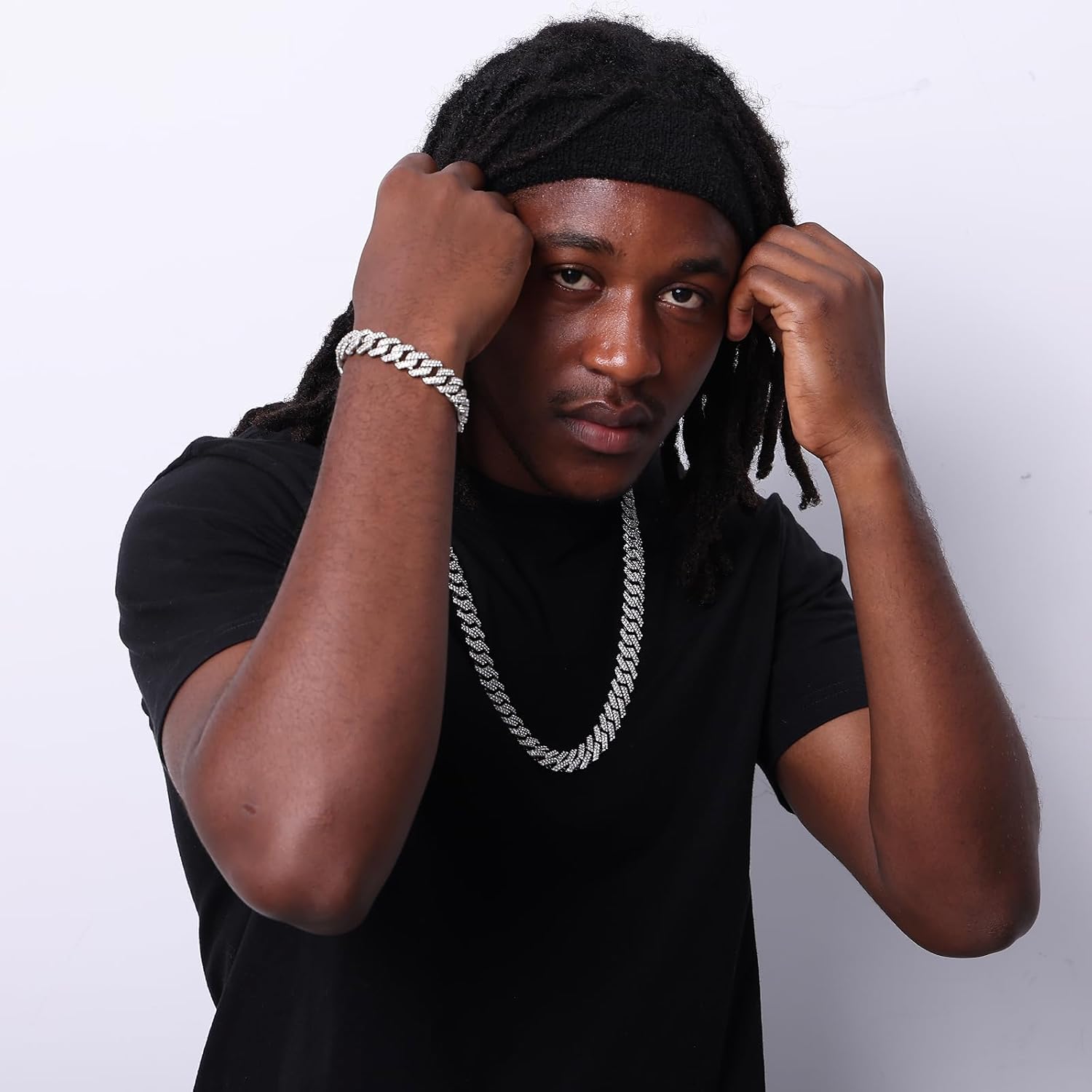 Saintda Cuban Link Chain for Men Women Iced Out Silver/Gold/Rose Gold Miami Cuban Necklace Bling Diamond Chain Hip Hop Jewelry with Gift Box - Image 2