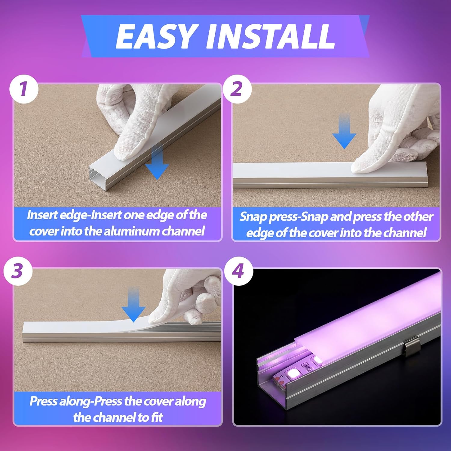 Nuanchu 20 Pack LED Aluminum Channel 3.3ft/ 1m U Shape LED Strip Light Diffuser with Milky Frosted Cover, End Caps and Mounting Clips for Under Cabinet Kitchen Closet Ceiling Lighting