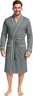 NY Threads Men's Robe Cotton Blend Knit Bathrobe