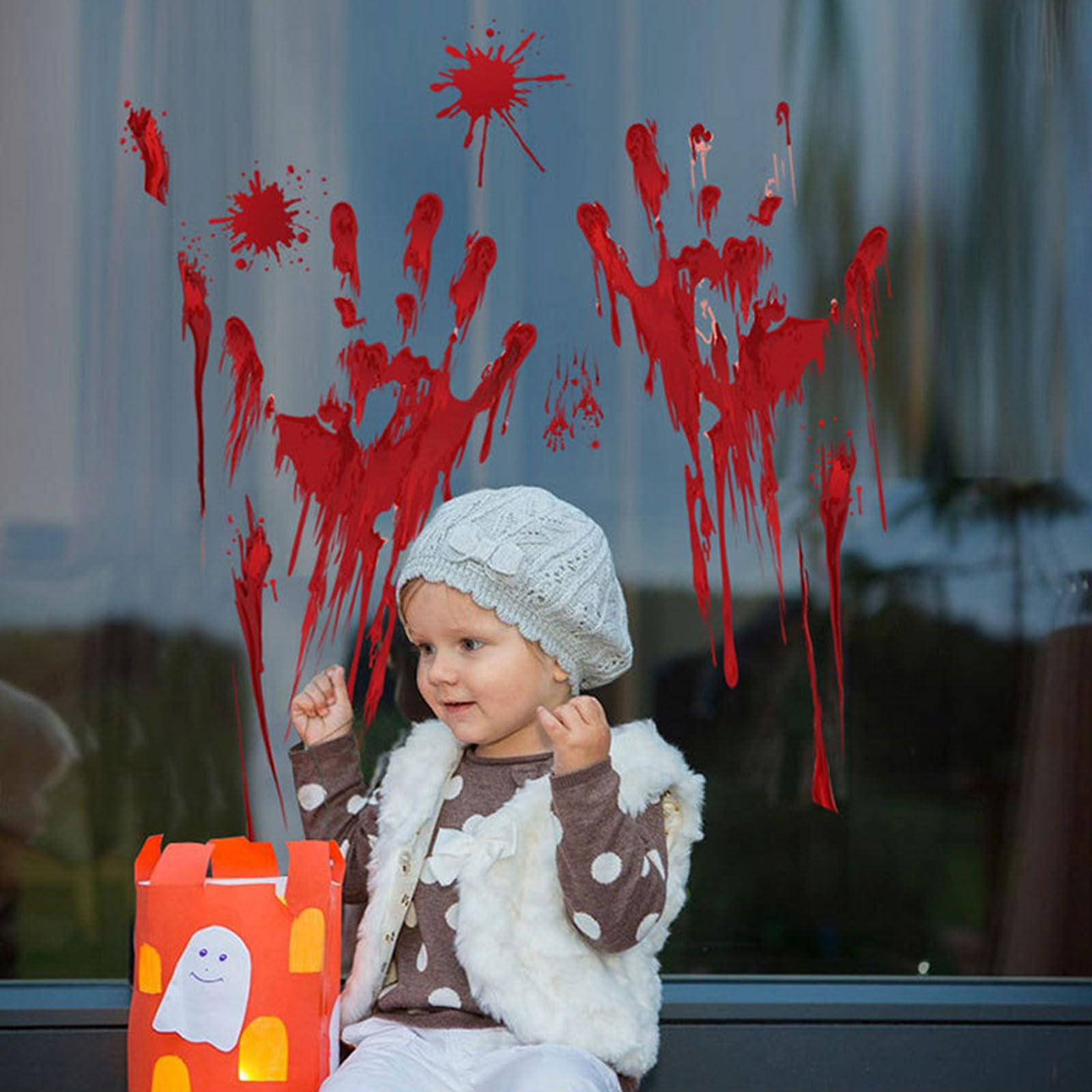 Ovanda Halloween Fensterbilder - Gruselige Blutige Handabdrücke