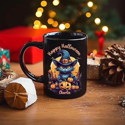 Miniatura 4 de Regalos personalizados para amantes de los gatos de Halloween para mujeres, día de San Valentín, regalos de Halloween para ella, taza de café de