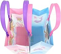 Vista 8 de TINYMILLS Paquete de 12 bolsas de regalo de Sirenita arcoíris con asas para fiesta de cumpleaños de sirenita