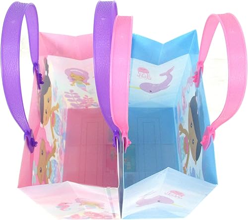 Miniatura 8 de TINYMILLS Paquete de 12 bolsas de regalo de Sirenita arcoíris con asas para fiesta de cumpleaños de sirenita