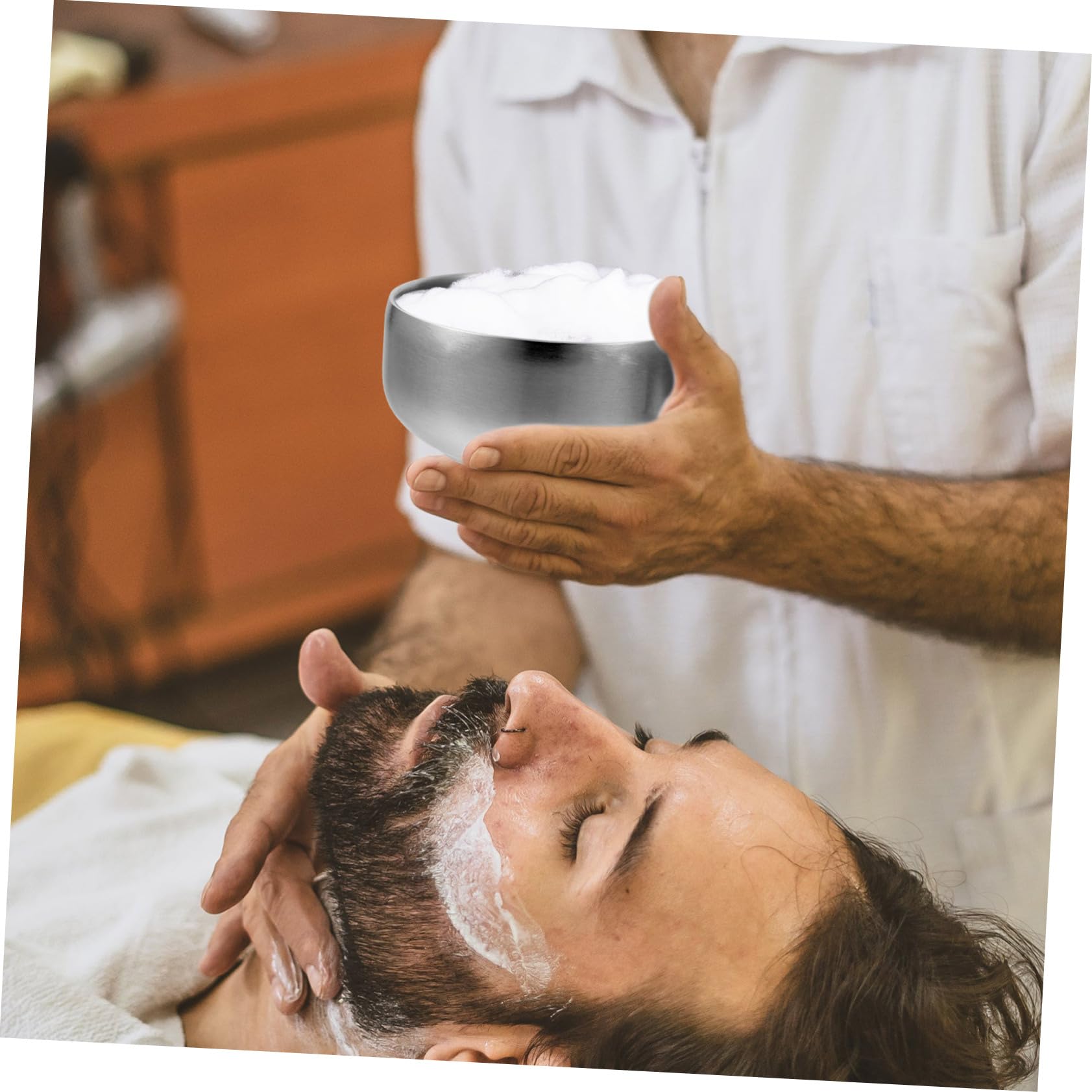 Healeved 4stücke Edelstahl Rasierschale Mit Deckel Praktische Rasierschüssel Für Männer Für Rasierschaum Zuhause Salon Verarbeitet Platzsparend Silberfarben