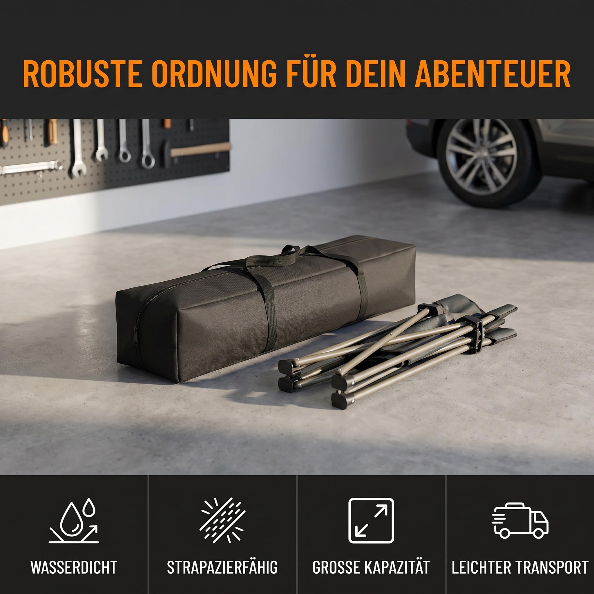 Amagogo Tragbare Zeltstangentasche, wasserabweisend, Multifunktions-Tragetasche, Camping-Organizer, Reißverschluss, strapazierfähig für Angelrute, Wohnwagen, Markisenrahmen