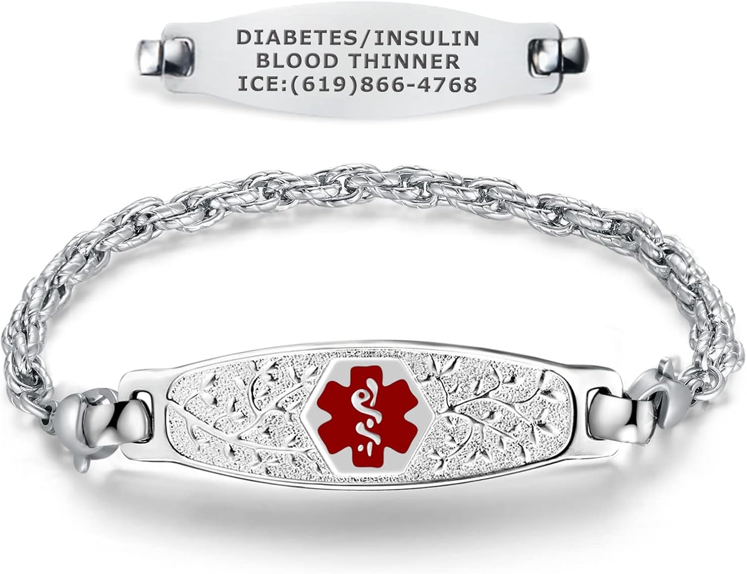 Divoti Custom Engraved Medical Alert Bracelets for Women Stainless Steel Medical Bracelet Medical ID Bracelet wFree Engraving Beautiful Olive Tag