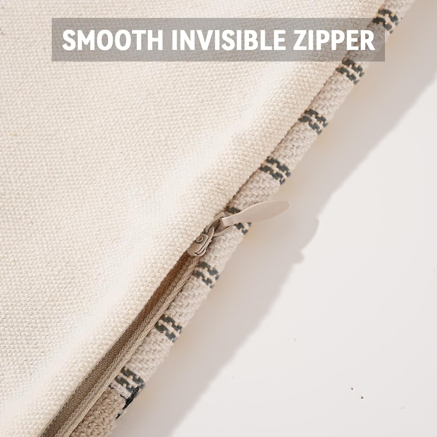 Striped Patchwork Pillow Covers Neutral Linen Square Cushion Cover Modern Simple Pillow Case for Sofa Bed Living Room Bedroom Hotel Grey 18x18